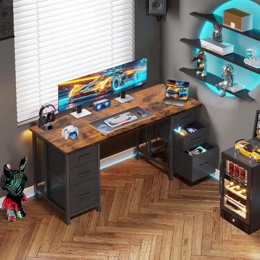 Комп'ютерний стіл Coleshome з 6 шухлядами, 160x52 см, білий, для дому та офісу