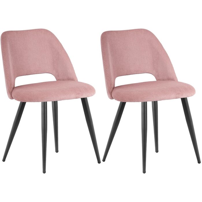 Набір обідніх стільців, кухонний стільчик з тканини Cord, м'які стільці для їдальні, кухні, вітальні та спальні (Рожевий, 2)