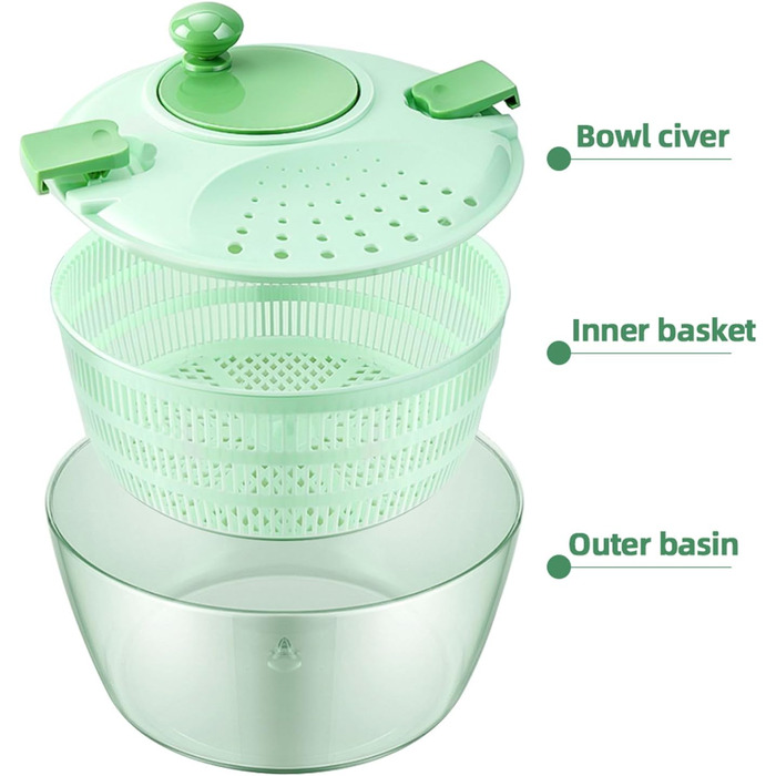 YeRan Салатниця-швидкосушарка з контейнером для зберігання, для холодильника, обіду – ефективне сушіння та консервування овочів та фруктів, легка у використанні