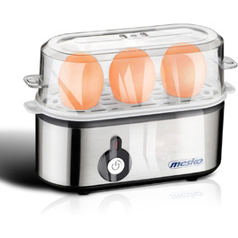 НОВИЙ Mesko - яйцеварка, електрична яйцеварка, підходить для 3 яєць, з нержавіючої сталі, включає мірний стакан з яйцесборніком, регульована твердість, проста у використанні.