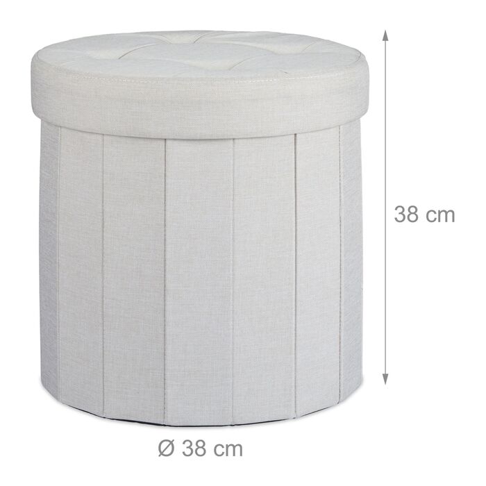Relaxdays Пуф з місцем для зберігання, розмір M, круглий