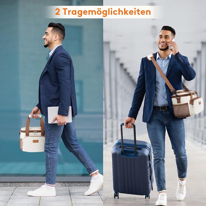 Термосумка-холодильник Lifewit 9л бежева: сумка-холодильник для обіду, пляжу, подорожей, роботи. Складана, водонепроникна