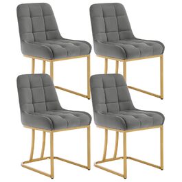 Крісла для обідньої зони WOLTU (4 шт.), м'які крісла з оксамиту з металевим каркасом, для кухні, вітальні, туалетного столика, темно-сірий, EZS32dgr-4