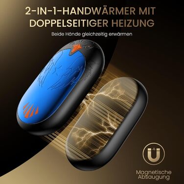 Електричні грілки для рук 2 шт. з USB-зарядкою, 3 режими нагріву, 24 години тепла, багаторазові, для зими, блакитні