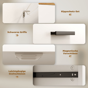 Сервант HOMCOM з місцем для зберігання, комод з 2 висувними ящиками, регульована полиця, для кухні, вітальні, передпокою, з натурального дерева, білий