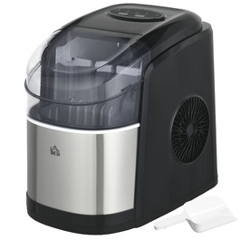 Машина для приготування льоду HOMCOM, диспенсер для льоду, Ice-Maker, продуктивність 12 кг/день, 9 кубиків/6-12 хвилин, сріблястого кольору