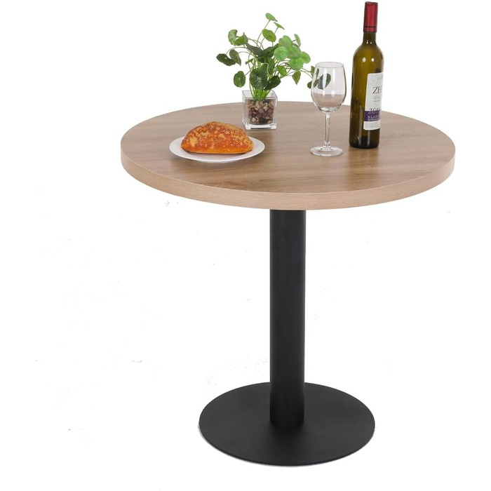 Кухонний стіл Mingone 80x80 см з дерев'яною стільницею та металевими ніжками. Квадратний стіл з колекції для вітальні, балкону або їдальні. З колекції Mingone, колір дуб.