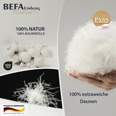 BEFA NATUR Daunendecke 135x200 см: 100% натуральний пух, 560 г, для алергіків, Made in Germany
