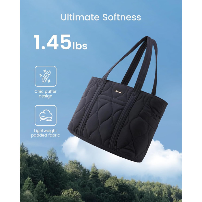 Сумка для ноутбука LOVEVOOK, жіноча, середнього розміру, shopper, tote, для роботи, навчання, подорожей (17.3 дюйми, чорна)