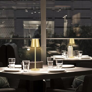 LED-лампа Zoeger: 2 шт., диммування, акумулятор, бездротова, тепле світло 3000K, USB-C, алюміній, IP54, золота