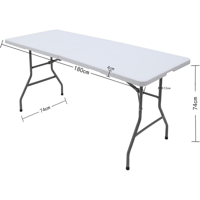 Розкладний стіл Cunsieun, кемпінговий стіл 180 * 74 * 74 см для саду, пікніка, балкона, розкладний садовий стіл Складаний багатофункціональний стіл Стіл на 8 Білий