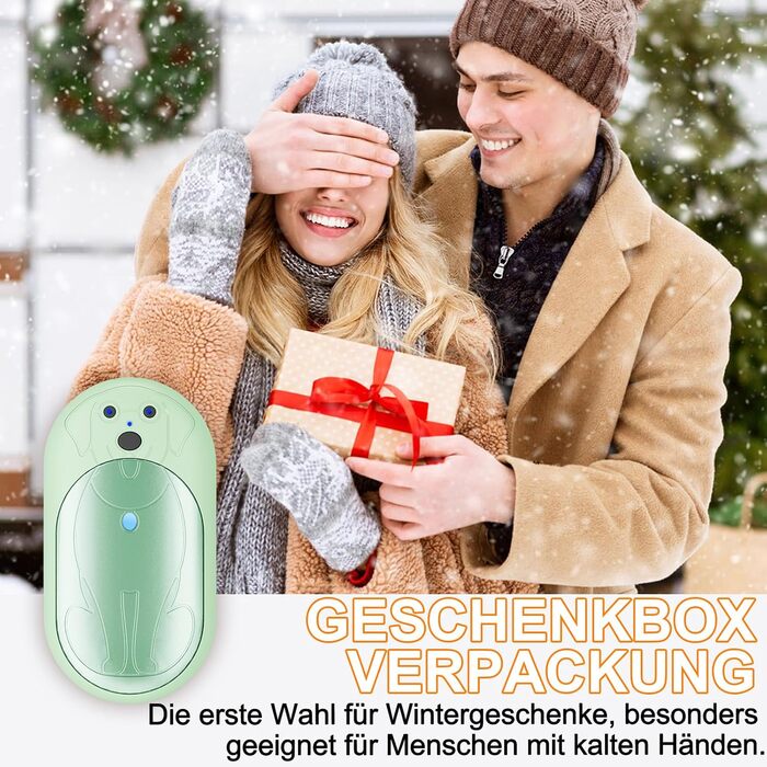 Електричні грілки для рук Lepwings 2 шт, 6000 mAh, багаторазові, 3 режими, до 20 годин тепла, USB-зарядка, для активного відпочинку взимку (чорний, м'ятно-зелений)