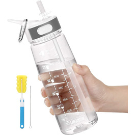 Пляшка для води герметична VENNERLI 800 мл з відмітками часу та соломинкою BPA Free 