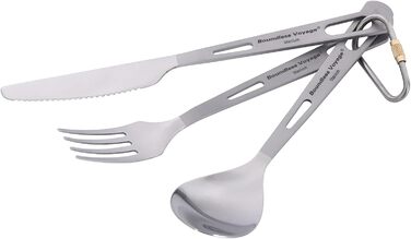 Набір туристичного посуду iBasingo Titan 3 шт. (вилка, ложка, ніж) з нержавіючої сталі - для кемпінгу, риболовлі, пікніків, грилів