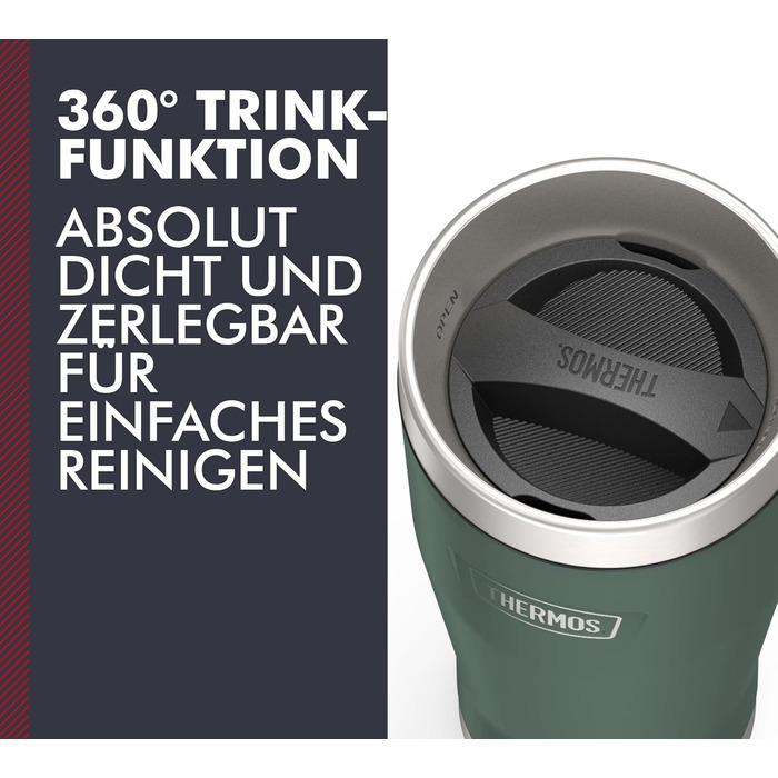 Термос ICON MUG 0,47л, бежево-пісочний матовий, термокружка 470мл, сталевий термос для кави з собою, ізотермос, 7 год гаряче / 22 год холодне, придатний для миття в посудомийній машині, абсолютно герметичний, без BPA (470 мл, Сірий / Forest Mat)