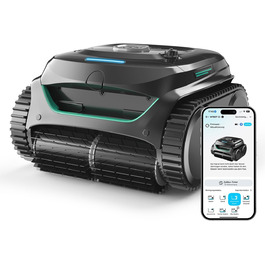 Робот-прибиральник для басейну WYBOT C2: акумуляторний, для вбудованих басейнів до 150㎡, подвійне фільтрування, 3-моторний, сильна тяга, підйом по стінах, очищення лінії води, 180 хв, керування через додаток (чорно-зелений-сірий)