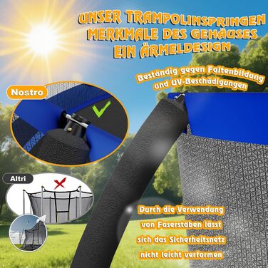 Батут Devoko вуличний з сіткою та кільцем для баскетболу, до 150 кг, Ø 305 см - для дітей та дорослих, блакитний