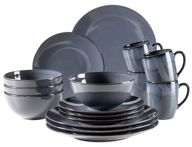 Набір посуду MÄSER 931736 на 4 особи, 16 предметів, стиль Медiterранеан Вінтаж, кераміка, пісочний колір (антрацит-блакитний)