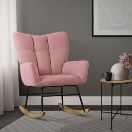 Крісло-гойдалка ML-Design рожевого кольору з оббивкою під фліс, дерев'яні полози, для вітальні, спальні, балкона