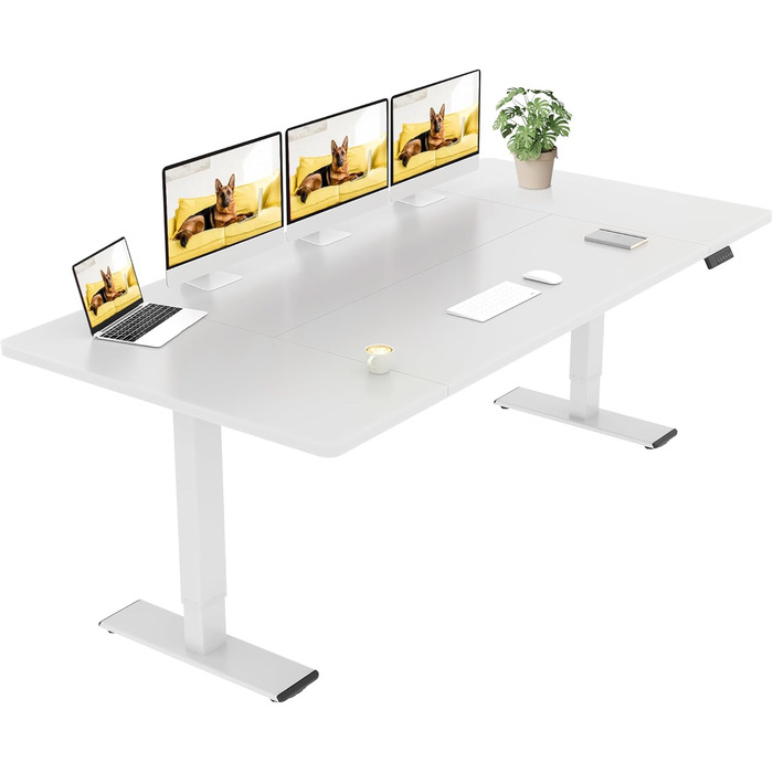 Регульований стіл Sanodesk 160x70 см – електричний підйомний стіл для роботи, білий. Макс. навантаження 90 кг