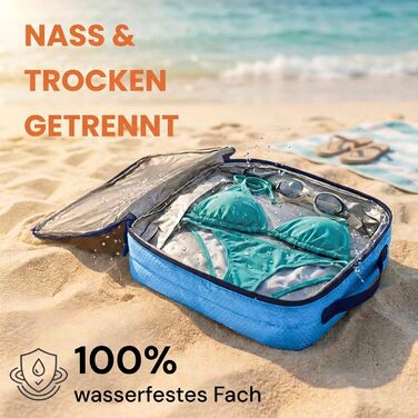 Набір компресійних органайзерів для одягу в дорогу (Packing Cubes), 4 шт, синій Mariner's Azure — аксесуари для валізи, рюкзака, кемпінгу та подорожей