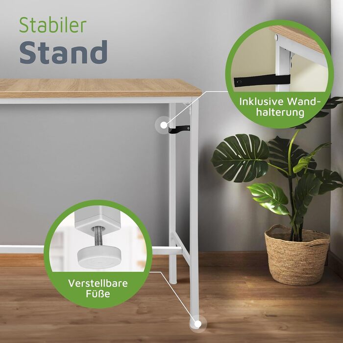 Барний стіл BeFair з дуба та білого кольору, 120x40x100 см, індустріальний стиль, з підніжкою