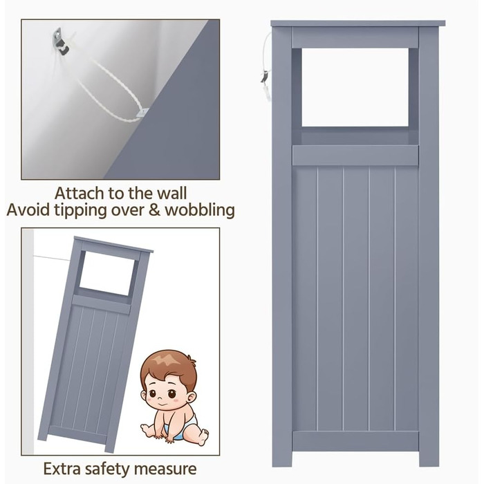 Шафа для ванної кімнати Yaheetech з 3 висувними ящиками та 1 дверцятами, регульовані полиці, 66x35x90 см (Сірий)