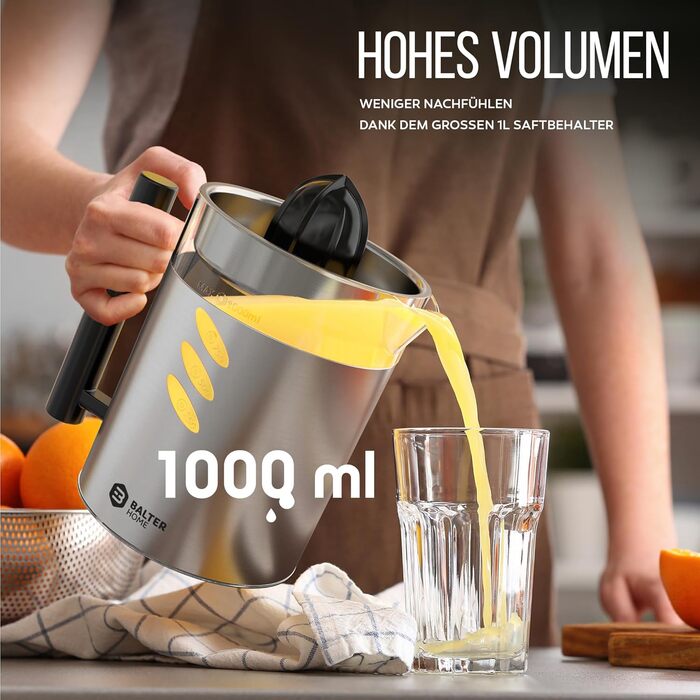 Бальтер Швидкий Соковичавник: Великий отвір 135 мм, 300 Вт, для овочів та фруктів, BPA Free, тихий (ZP-03)