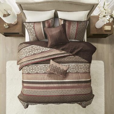 Ковдра Madison Park Jacquard Luxe Design, оверсайз King, Princeton Red, набір з 5 предметів