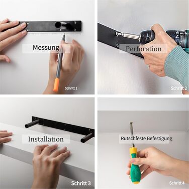 Полиці настінні BAMEOS, комплект з 2 шт, 60 см, білі - декор для ванної, кухні, вітальні, спальні