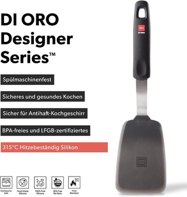 Дизайнерська серія DI ORO - силіконові ковші-315 C термостійкі гнучкі Шпателі з силікону і нержавіючої сталі-кращі