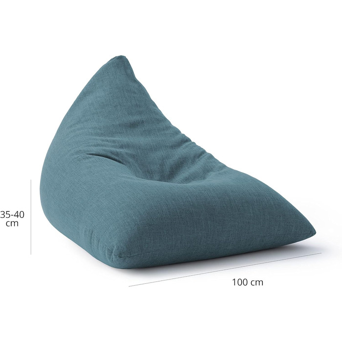 Ігрова подушка та подушка для підлоги Lumaland XXL Крісло-мішок у формі трикутника Об'єм 150x100x100 см і 370 л Міцний чохол, який можна прати Ідеально підходить для використання в якості крісла та дивана Легка подушка сидіння Aqua