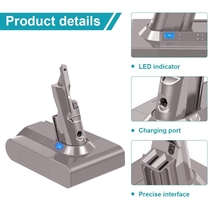 Літій-іонний акумулятор ASUNCELL V7 4600 мАг 21,6 В для Dyson V7 Trigger/Fluffy/Tier/АвтомобільБагажник/Absolute/HEPA