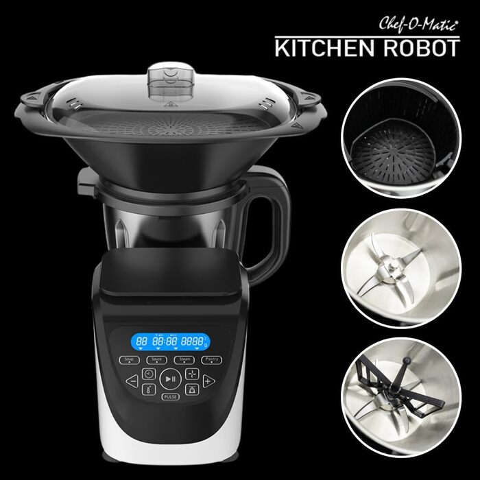 Найкращий кухонний робот-кухонний комбайн Direct Chef-O-Matic, 1000 Вт, чаша 3.00 л, з насадкою для пароварки, цифрові ваги