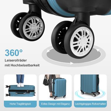 Набір валіз LALAHO 5 шт. з косметичками, ABS, турквіс (смужки)