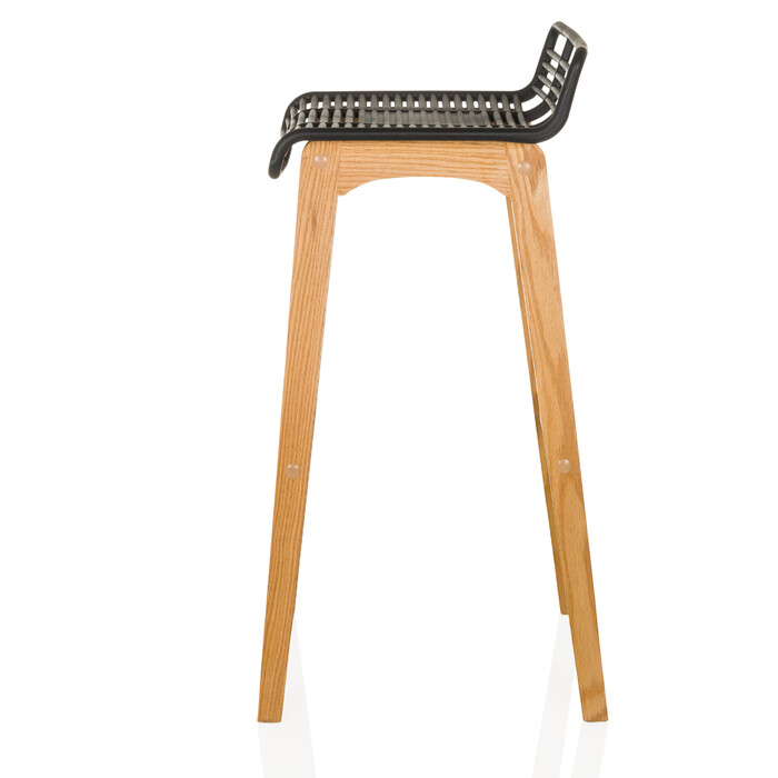 Барний стілець LONSO W з дуба та чорного пластику hjh OFFICE