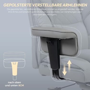 Ігровий крісло Dowinx, офісне ергономічне крісло з кишеньковим пружинним сидінням, крісло для начальника з подвійною м'якою спинкою, регульовані підлокітники та підставка для ніг, комп'ютерне крісло, PU, сірий колір