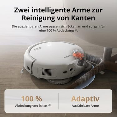 Робот-пилосос DJI Robo S з функцією миття підлоги, 25 000 Па потужність всмоктування, розпізнавання перешкод рівня дрона, два роботизовані руки, 200 днів без обслуговування, автоматичне очищення та сушіння моп-насадки DJI Robo S (версія з баком для води)