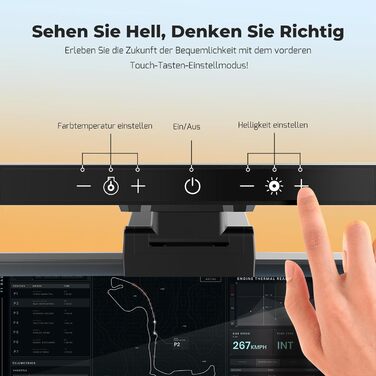 LED лампа для комп'ютера USB, світлодіодна стрічка для монітора, сенсорна настільна лампа з пам'яттю та регулюванням яскравості, 5 колірних температур, для дому та офісу, сучасний дизайн