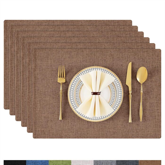 Тканинні серветки на стіл Homaxy (6 шт., Коричневий) - водонепроникні, термостійкі, нековзні