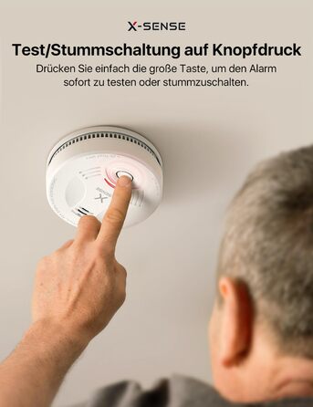 Датчик диму X-Sense з батареєю на 10 років та магнітним кріпленням, 10 шт. (SD11), сертифікат TÜV Rheinland, функція вимкнення звуку та самотестування, білий