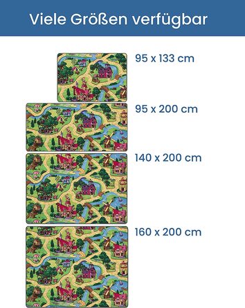 Килимок для ігор Primaflor з дорожнім покриттям-міцний дитячий килимок-високоякісний килимок для дитячої кімнати-Килимок для ігор для хлопчиків і дівчаток-Candy Town - 140x200 см (95x133 см)