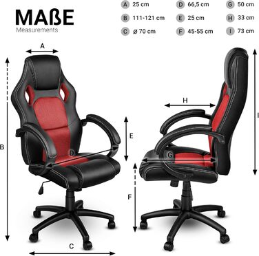 Офісне крісло TRESKO Racing Executive Chair, 14 кольорів, м'які підлокітники, кулісний механізм, протестовано SGS, червоний