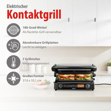 Контактний гриль Alpina Optigrill 2100W: гриль для сендвічів, паніні та овочів з антипригарним покриттям та інтелектуальним режимом приготування
