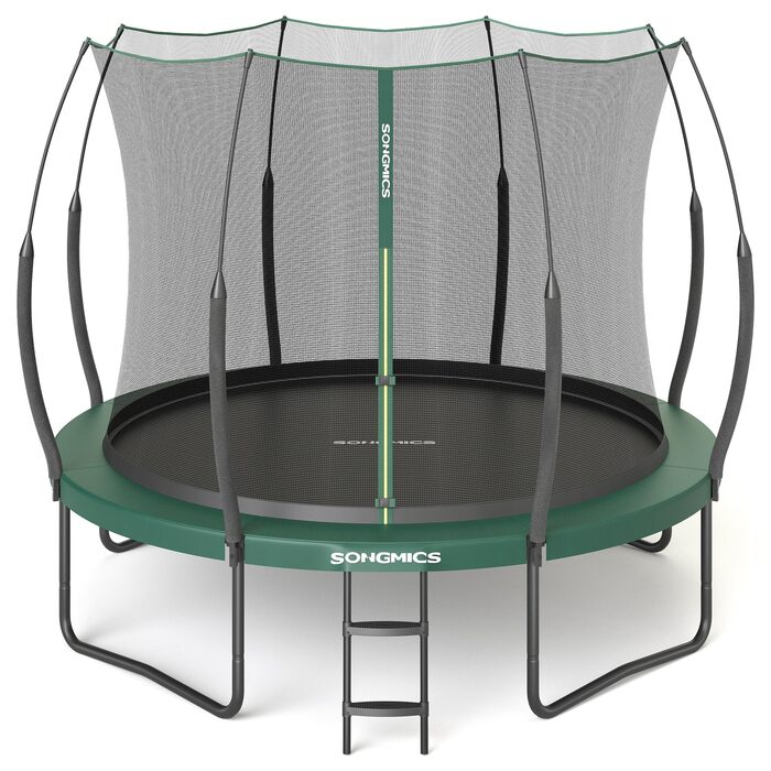 Батут SONGMICS для дітей та дорослих Ø305 см, зелений, з захисною сіткою та пружинами, вуличний