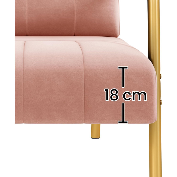 Yaheetech м'яке диван з підлокітниками та металевими ніжками, сучасний двомісний диван з 2 подушками для попереку, Loveseat для вітальні/спальні (75,5 см ширини, Рожевий)