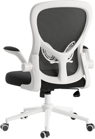 Ергономічне робоче крісло Hbada, комп'ютерне офісне крісло з відкидним підлокітником і опорою для попереку, регульоване по висоті (білий)