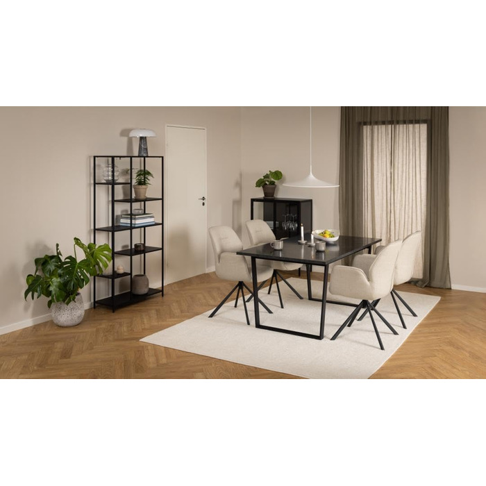 AC Design Furniture Albert – обідній стіл для 6 осіб, 160x90 см, чорний мармур, металеві ніжки