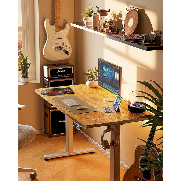 Електричний регульований стіл ErGear 140 x 70 см, з пам'яттю, для дому та офісу, світло-сірий, з підключенням