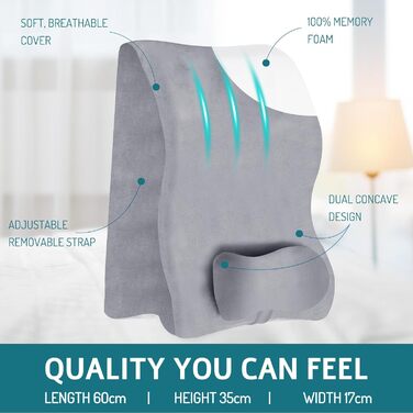 Ортопедична подушка Zepphi для ніг та спини з Memory Foam - для комфортного сну та відпочинку вдома (сіра)